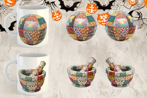 Mug Wrap Stitched Witchcraft Craft Patchwork Sublimation artnoy 