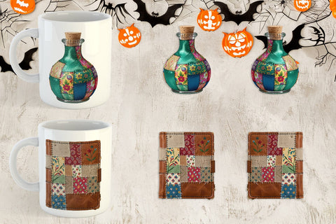 Mug Wrap Stitched Witchcraft Craft Patchwork Sublimation artnoy 