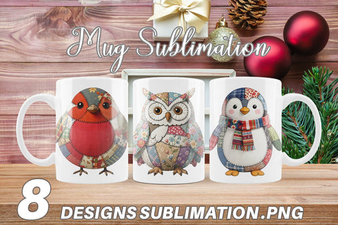 Mug Wrap Stitched Woodland Animal Patchwork Sublimation artnoy 