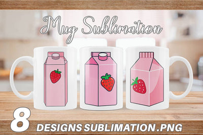Mug Wrap Strawberry Milk Carton Sublimation artnoy 