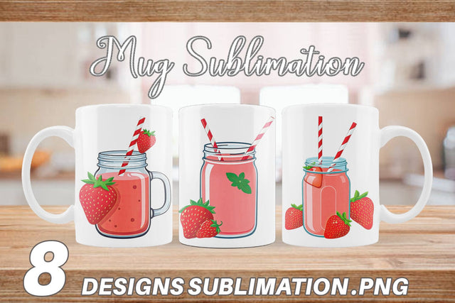 Mug Wrap Strawberry Smoothie Sublimation artnoy 