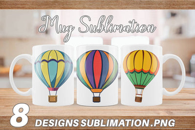 Mug Wrap Striped Hot Air Balloon Sublimation artnoy 