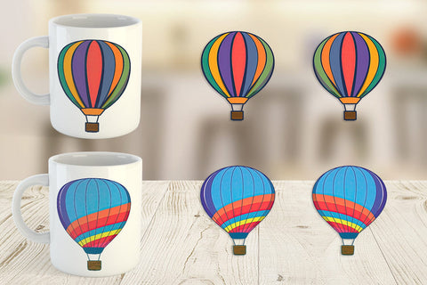 Mug Wrap Striped Hot Air Balloon Sublimation artnoy 