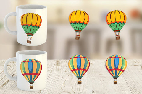 Mug Wrap Striped Hot Air Balloon Sublimation artnoy 