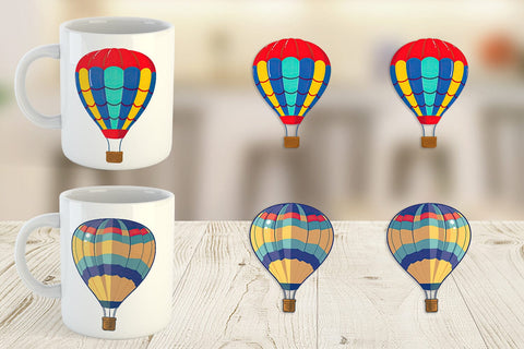 Mug Wrap Striped Hot Air Balloon Sublimation artnoy 