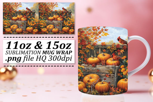 Mug Wrap Sublimation Fall Watercolor Design 11oz/15oz Sublimation afrosvg 