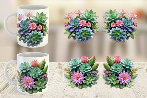 Mug Wrap Succulent Floral Sublimation artnoy 
