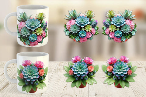 Mug Wrap Succulent Floral Sublimation artnoy 