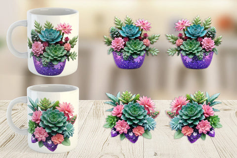 Mug Wrap Succulent Floral Sublimation artnoy 