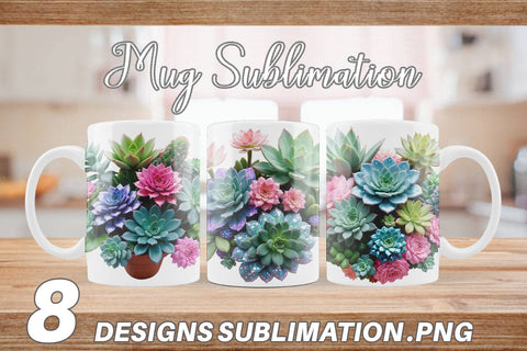 Mug Wrap Succulent Floral Sublimation artnoy 