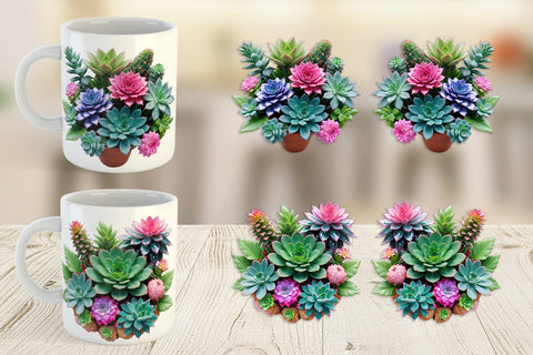 Mug Wrap Succulent Floral Sublimation artnoy 