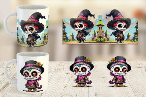 Mug Wrap Sugar Skull Halloween Sublimation artnoy 