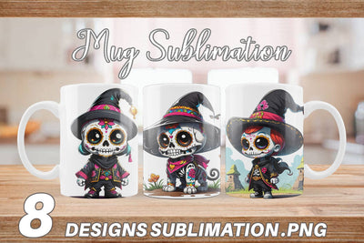 Mug Wrap Sugar Skull Halloween Sublimation artnoy 