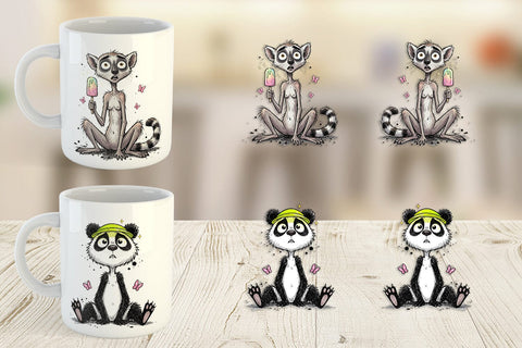Mug Wrap Summer Animal Sketch Party Sublimation artnoy 