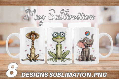 Mug Wrap Summer Animal Sketch Party Sublimation artnoy 