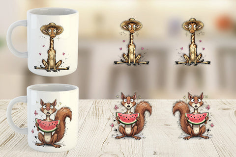Mug Wrap Summer Animal Sketch Party Sublimation artnoy 