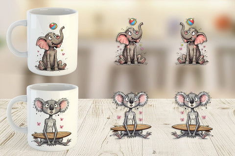 Mug Wrap Summer Animal Sketch Party Sublimation artnoy 