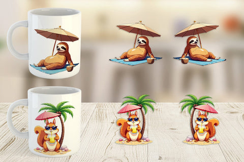Mug Wrap Summer Animals Sublimation artnoy 