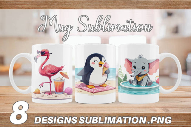 Mug Wrap Summer Animals Sublimation artnoy 