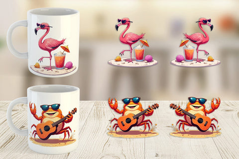 Mug Wrap Summer Animals Sublimation artnoy 