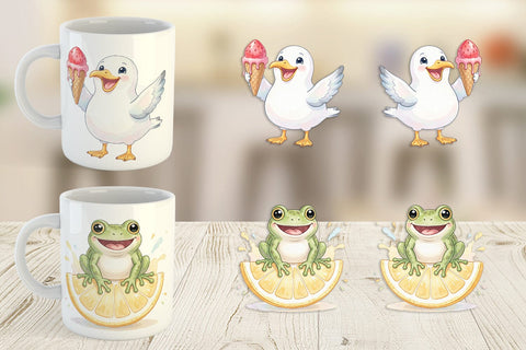 Mug Wrap Summer Animals Watercolor Sublimation artnoy 