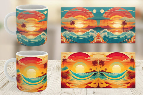 Mug Wrap Summer Beach Sunset Sublimation artnoy 