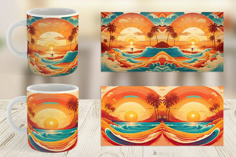 Mug Wrap Summer Beach Sunset Sublimation artnoy 