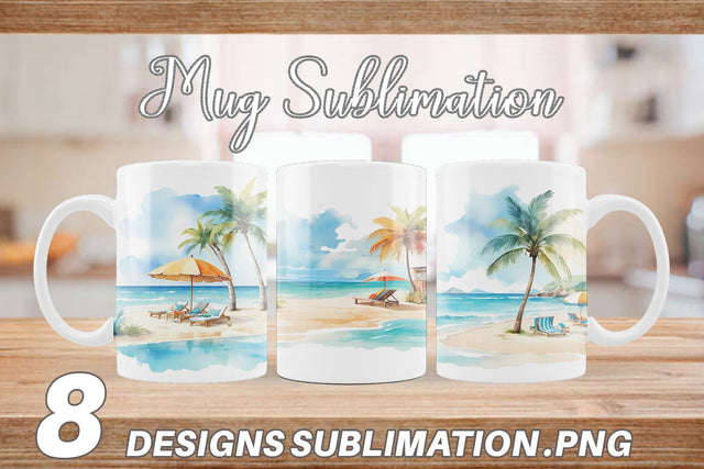 Mug Wrap Summer Beach Vacation Sublimation artnoy 