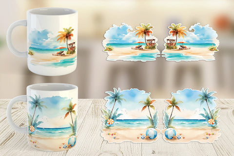 Mug Wrap Summer Beach Vacation Sublimation artnoy 