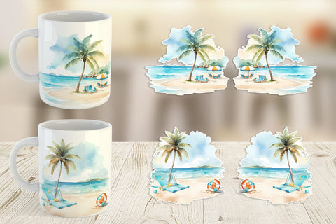 Mug Wrap Summer Beach Vacation Sublimation artnoy 