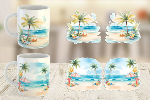 Mug Wrap Summer Beach Vacation Sublimation artnoy 