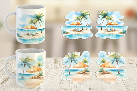 Mug Wrap Summer Beach Vacation Sublimation artnoy 