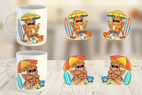 Mug Wrap Summer Bear Sublimation artnoy 