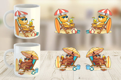 Mug Wrap Summer Bear Sublimation artnoy 