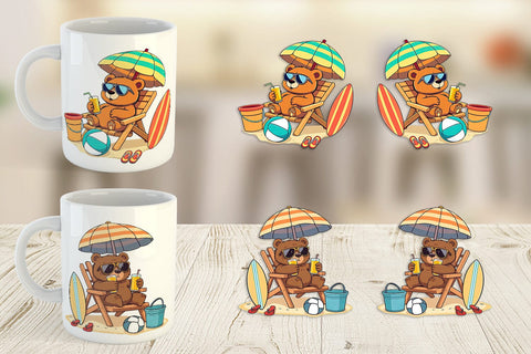 Mug Wrap Summer Bear Sublimation artnoy 