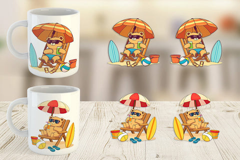 Mug Wrap Summer Bear Sublimation artnoy 
