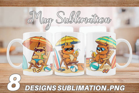 Mug Wrap Summer Bear Sublimation artnoy 