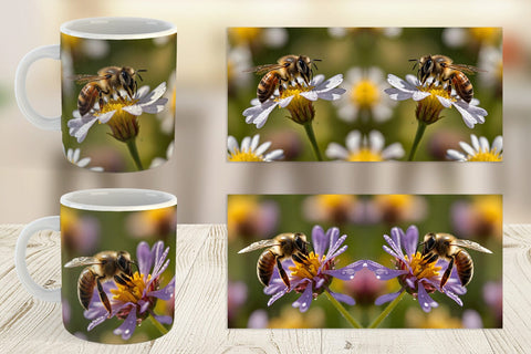 Mug Wrap Summer Beautiful Honey bee Sublimation artnoy 