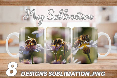 Mug Wrap Summer Beautiful Honey bee Sublimation artnoy 