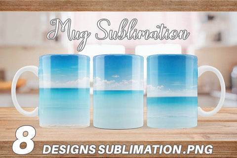 Mug Wrap Summer Blue Beach Sublimation artnoy 