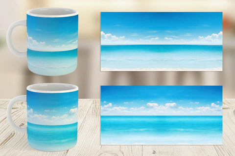 Mug Wrap Summer Blue Beach Sublimation artnoy 