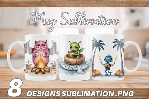 Mug Wrap Summer Break Monsters Sublimation artnoy 