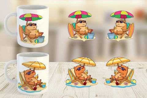 Mug Wrap Summer Capybara Sublimation artnoy 