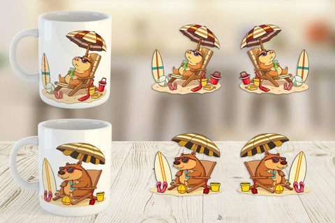 Mug Wrap Summer Capybara Sublimation artnoy 