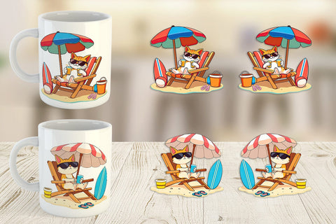 Mug Wrap Summer Cat Sublimation artnoy 