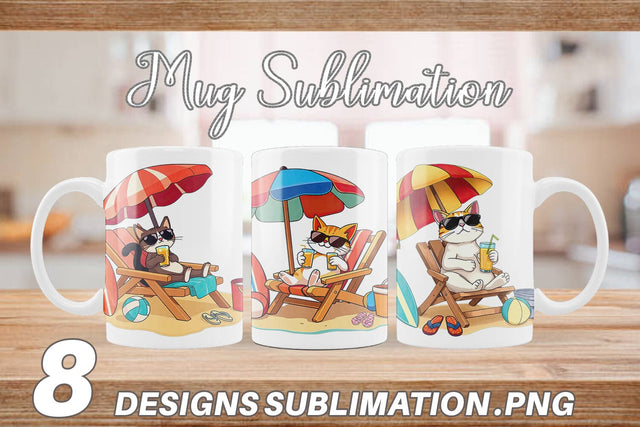 Mug Wrap Summer Cat Sublimation artnoy 