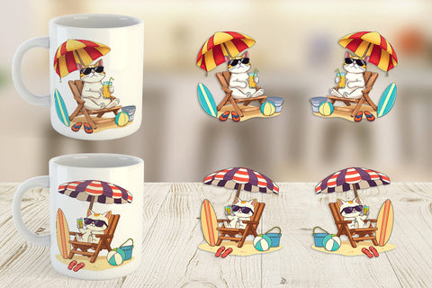 Mug Wrap Summer Cat Sublimation artnoy 