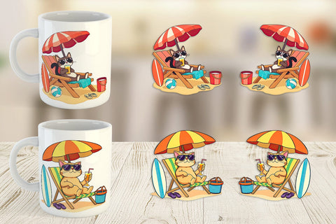 Mug Wrap Summer Cat Sublimation artnoy 