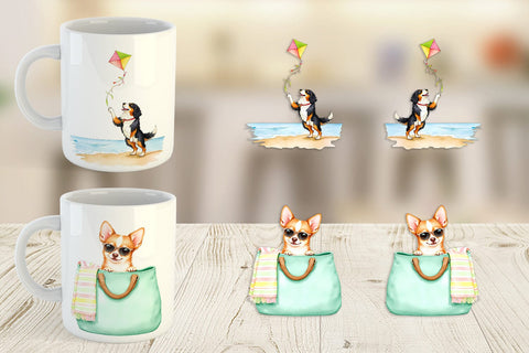 Mug Wrap Summer Dog Watercolor Sublimation artnoy 