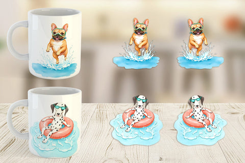 Mug Wrap Summer Dog Watercolor Sublimation artnoy 